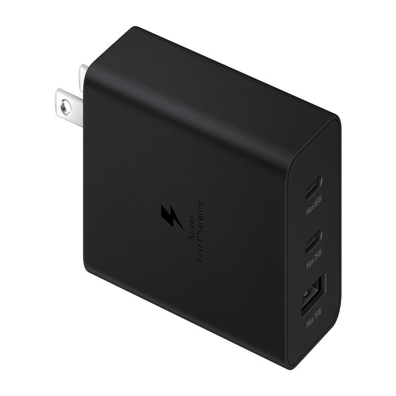 SAMSUNG 65W PD POWER ADAPTER TRIO 2 TYPE C PORT + 1 USB A PORT